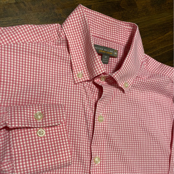 Peter Millar Other - Peter Millar Summer Comfort Shirt Mens Medium Check Performance Stretch Pink